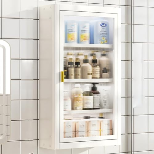 2-4 Layer Bathroom Medicine Cabinet Cosmetic Storage Locker Over The Toilet Storage Cabinet with 2 Acrylic Door 2/3/4 Tier Floating Cabinet Display Stand K(Size:B 30 * 14 * 71cm
