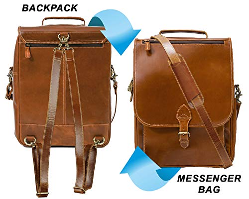 Genuine Leather Backpack For Men Messenger Bag Briefcase for Laptop