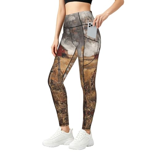 Pantalones de entrenamiento elásticos con bolsillos y estampado de ciervo