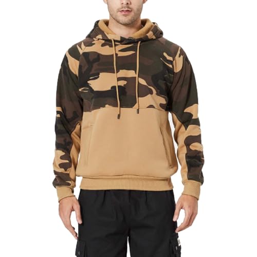 Sweat à capuche d'hiver pour homme avec patchwork et grandes poches
