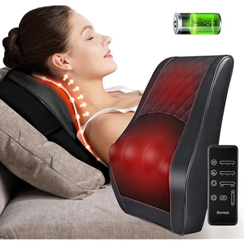 Boriwat Cordless Neck Massager with Heat, Back Massager with Wireless Remote, 3D Kneading Massage Pillow for Back, Neck, Shoulder, Leg Pain Relief, Christmas Gifts for Men Women Mom Dad Cover