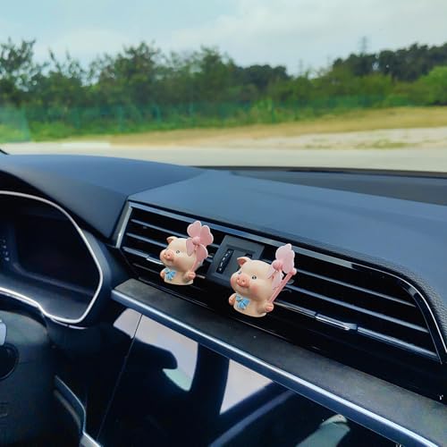 Image of Cute Car Air Freshener Vent Clips, 3D Animal with Mini Fan Diffuser Vent Clip, Air Conditioning Decoration Car Accessories for Women and Men