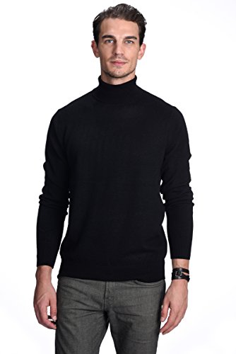 State Cashmere Men's Essential Turtleneck Sweater 100% Pure Cashmere Classic Long Sleeve Pullover
