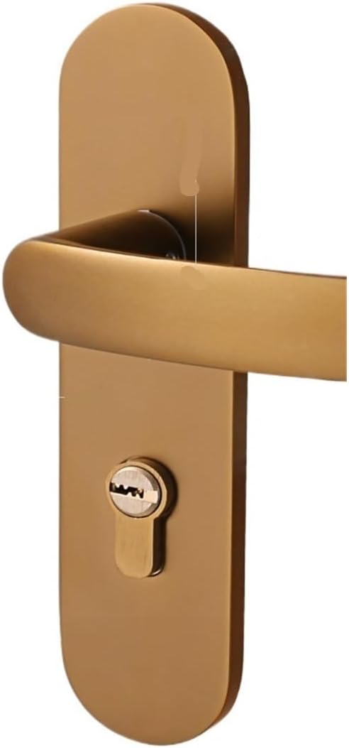 Door Lock Indoor Door Solid Wood Door Handle Bedroom Silent American Coffee Room Door Lock(738015 Coffee Gold)