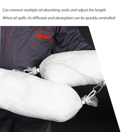 Image of Oil Absorbent Socks - Heavy Industry Oil Absorbing Socks - Oil-Only Absorbent Boom,Non Absorbent of Water, Polypropylene, White(Size:3inx9.8ft(7.62cmx3m),Color:Pack of 5)