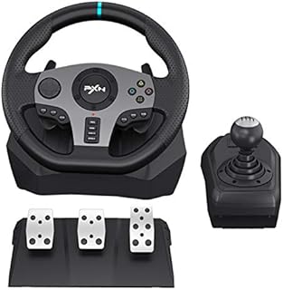 PC Steering Wheel 270/900° PXN V9 Game Steering Wheel Dual-Motor Feedback Driving with Pedals and Joystick Steering Wheel for Xbox one/Xbox Series X/S PS3/PS4/N-Switch/PC