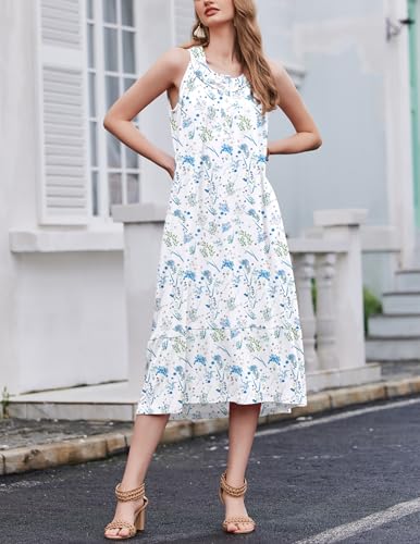 Image of Ekouaer 2 Pack Nightgowns for Women Sleeveless Long Night Gowns Victorian Nightdress with Pockets Soft Ladies Gown