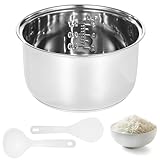 Inner Pot 304 - Arrocera de acero inoxidable 304, 3 L/5.5 tazas, compatible con Ns-Tsc10, cuenco interior de repuesto, cucharas de arroz y sopa incluidas, fácil de limpiar