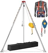 VEVOR Confined Space Tripod Kit, 2600 lbs Winch, Confined Space Tripod 8' Legs and 98' Cable, Con...