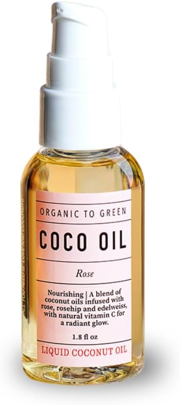 Organic To Green Rose Coco Oil Sérum Facial com óleo de coco, vitamina C, vitamina E, rosa-mosqueta e edelweiss, 50 mL