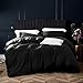 NTBAY 3 Pieces Silky Satin Queen Duvet Cover Set, Ultra Luxury and Soft Solid Color with Hidden Zipper Design Comforter Cover, Black