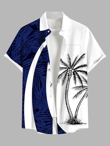 Image of ROSE GAL Matchable Couple Hawaiian Coconut Tree Print Shirt or Plus Size Knee Length Fit and Flare Tank Dress