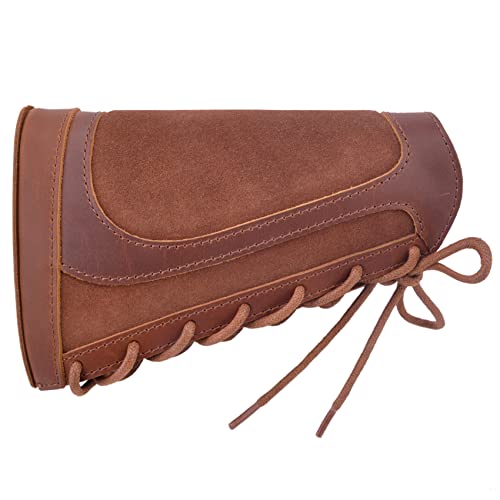 Leather Gun Buttstock Ammo Holder For .357 .30-30 Winchester .38 .32Win Cheeck Rest Pad Pouches (Brown For Left-Handed) #TOP1