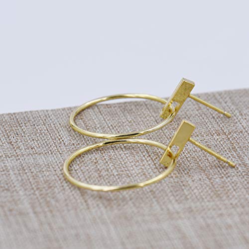 Circle & Bar Front Hoop Earrings | 18k Gold Plated Hypoallergenic Brass - Thumbnail 6