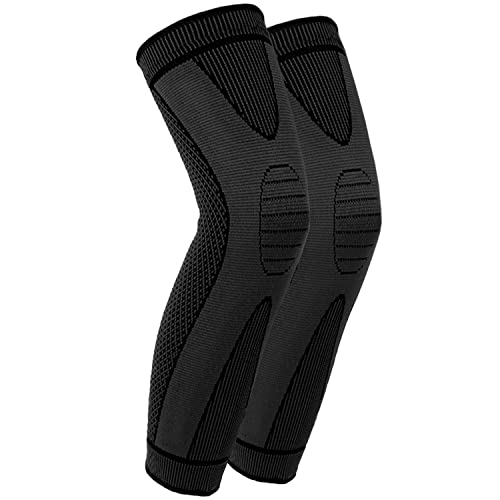 COLOMAX Extra Lange Hochwertige Kniebandage Kniestütze Sport Bandage Knie Schutz (XXL, Schwarz) Cover
