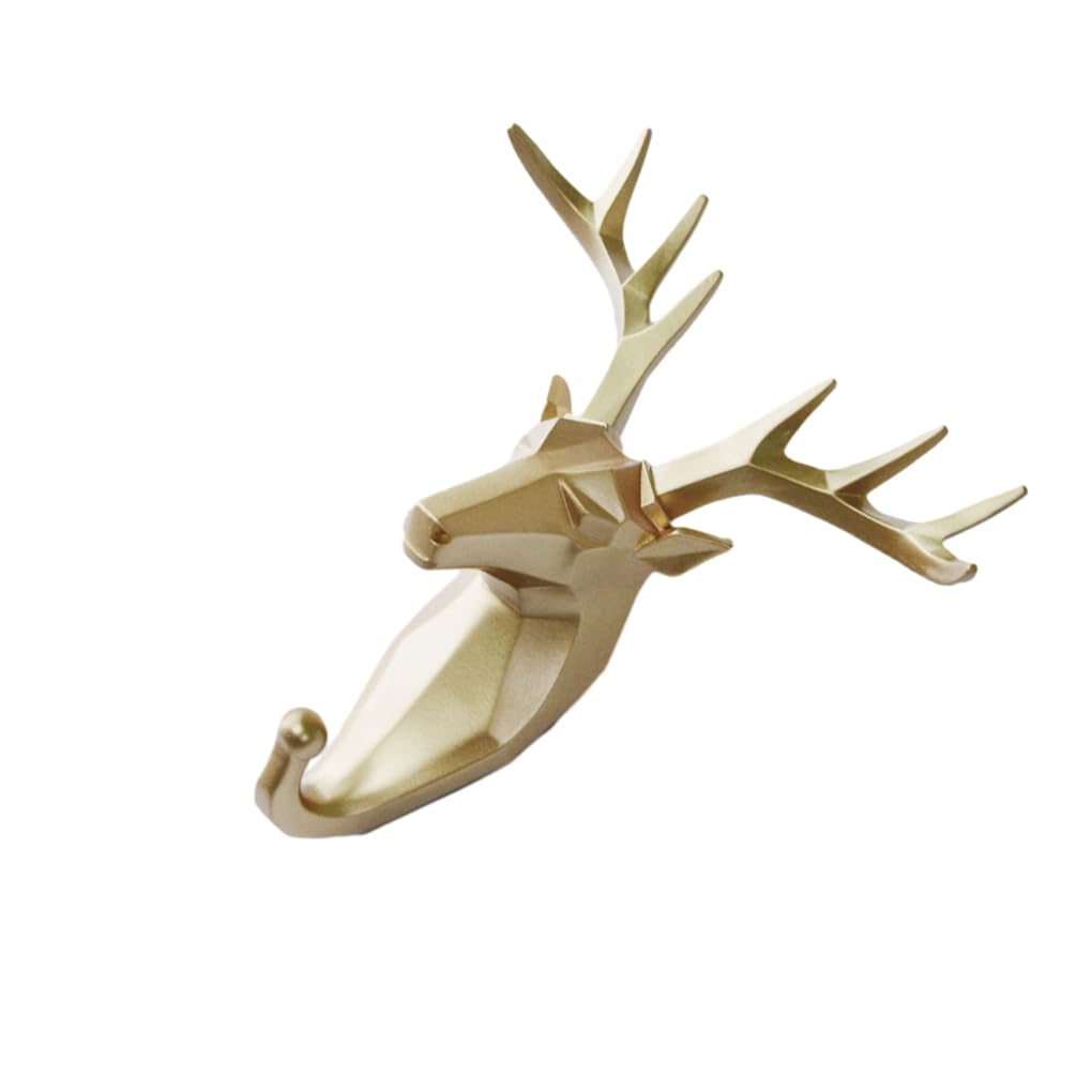 WOVEBIUS Animal Shape Coat Hook Made of Resin for Long-Lasting Not Easy to Wear. Easy to Install Animal Head Coat Hook Coat Hooks Golden (Deer)