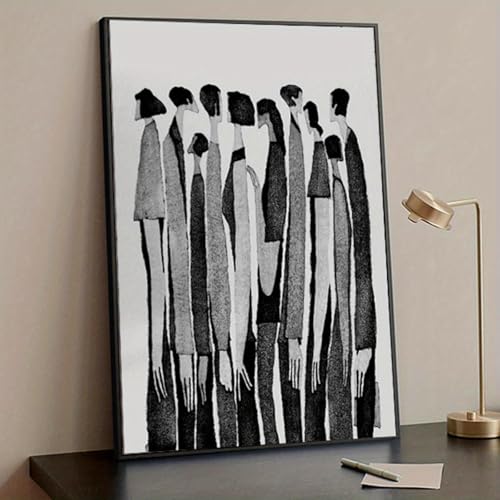 Toile abstraite noir et blanc 90x140cm LSYALUCK style nordique moderne pour salon