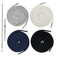 Kordel für Jogginghose Kordel für Hoodie 4 x 160cm Hoodie Kordel Hosenbänder Kordelzug Kordelband für Hosen Kordelenden Metall Ersatz-Saiten mit 2 Stück Durchziehnadel (Schwarz + Blau + Beige + Grau)