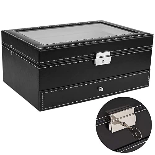 KXQYIKYI Caja organizadora de 2 niveles con 12 ranuras para relojes y joyas, caja de almacenamiento con bandeja para exhibición de joyas (color: D, tamaño: 1 unidad)