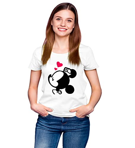 Image of Hangout Hub HH116 Men Women Cotton Regular Fit Mickey Minnie Printed Matching Combo T-Shirts for Couples