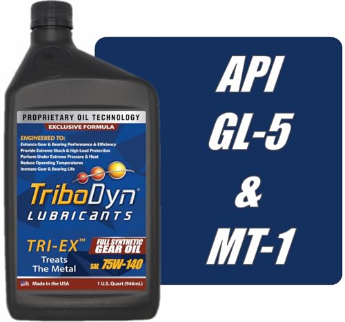 TriboDyn TRI-EX 75W-140 Full Synthetic Gear Oil, API GL-5/MT-1, Wet Clutch, Manual Transmission, High Load Carrying, Anti-Wear Agents, Thermal Stability, Oxidative Resistance - 1 Quart