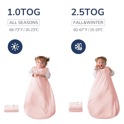 Image of Baby Sleep Sack 3-6 Months, 1.0 Tog Supersoft Thermostatic Cotton Toddler Sleeping Sack for Babies Infant, 2-Way Zipper Baby Wearable Blanket for All Season