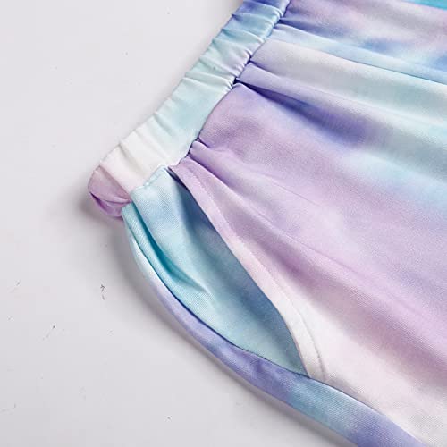 Girls Tie Dye Clothes Outfits Two Piece Set Jogger Suits Sweatsuits Tracksuits Sweatshirts Tops Hoodies Shorts Sets Size 10 #TOP4