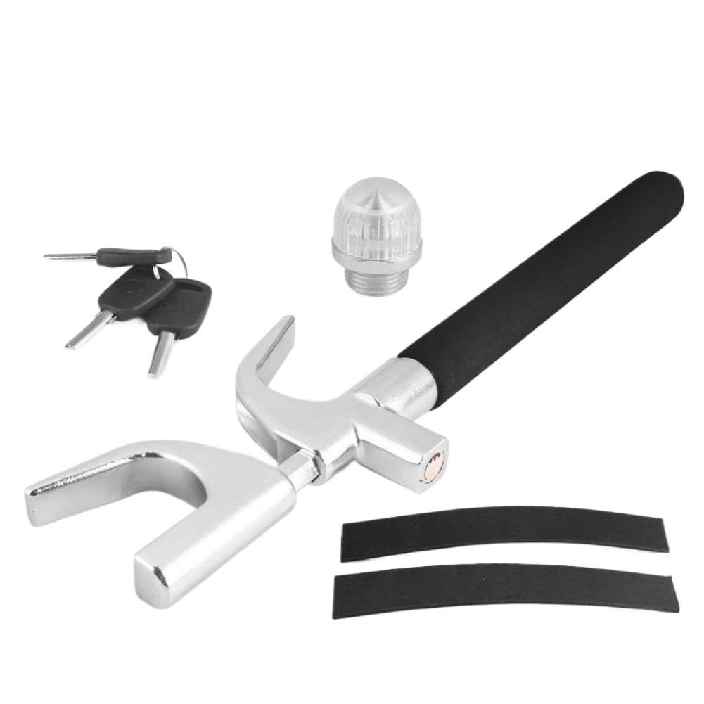 Bloqueo Universal antirrobo para volante de coche, bloqueo de rueda reforzado ajustable con martillo Compatible con(Color Name: black)