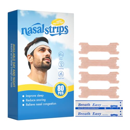80 Pcs 66×19mm Tiras Nasales Para Dormir Tiras Nasales Deportivas Nasal Strips Nose Strips Tira Nasal Para Deporte Cómodo Transpirable Favorece Una Respiración Fluida Aplicable A Uso Diurno Nocturno