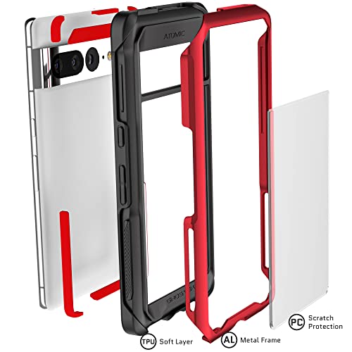 Ghostek Atomic Slim Clear Pixel 7 Case - Aluminum Metal Bumper, Rugged Shockproof Protection, 2022 Google Pixel 7 (6.3 Inch, Red) #TOP4