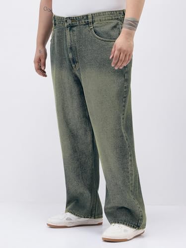 Image of Urbano Plus Men's Loose Baggy Fit Heavy Washed Jeans Non-Stretchable