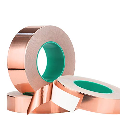 Copper Foil Tape Double-Sided Electrically Conductive Tape 1Pcs 0.06Mm X 20Mm X 50M, Conductive Adhesive For Emi Shielding, Paper Circuits, Electrical Repairs, Stained Glass, Guitars And Grounding #TOP3
