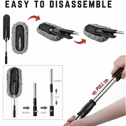 Image of Flexible Car Duster, Microfiber Flexible Car Duster Car Wash| Dry /Wet Home, Kitchen, BZ Office Cleaning Brush with Expandable Handle (Big)
