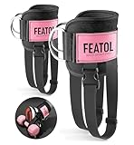 FEATOL Gym Ankle Strap for Cable Machine and Dumbbells Weights, Kickback Ankle Straps for Cable Machines Women, Ankle Bands for Working Out, Leg Extensions, Hip Abductors, Dumbbell Foot Attachment