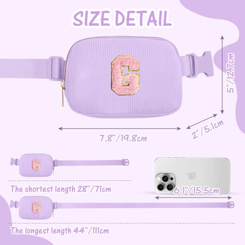 Image of Gitus Girls Birthday Gifts for 10-16 Year Olds - Initial Fanny Pack Belt Bag Crossbody Bag - Trendy Personalized Preppy Stuff (Lavender-G)