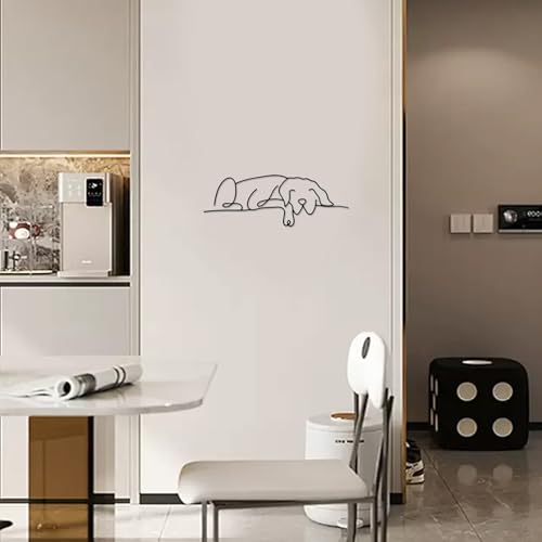 duozoanz Wanddeko Metall Schwarz Hund, Metallbilder Wanddeko Modern, Metalldeko Wand Minimalistisch, Deko Küche Wand Flur Wohnzimmer Schlafzimmer 30x11cm