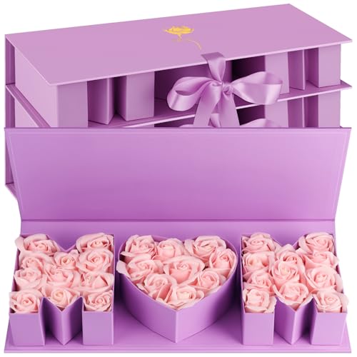 PYQTH 4 Pack Empty Mom Box for Flowers Mothers Day Flower Gift Boxes Thicker Letter Shaped Gift Box Fillable Chocolate Candy Packaging Boxes for Mother's Day Birthday (White)
