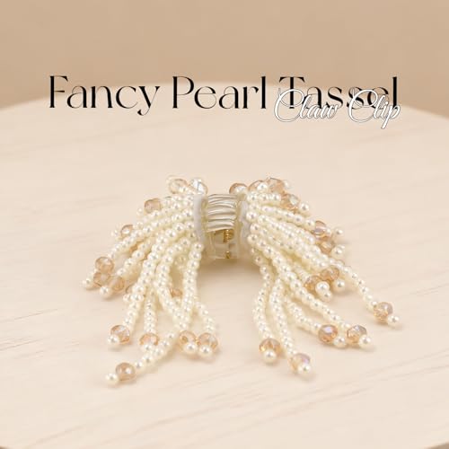 Pinza para cabello elegante con perlas y borlas, diseño retro, para bodas y ocasiones especiales miniatura 3