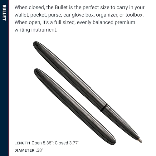 Image of Fisher Space Pen Dark Matter Black Titanium Nitride Bullet Pen, Pressurized Ballpoint Pen, Compact Size, Writes Upside Down, Extreme Temperatures, Black Ink, Medium Point, Gift Box, Made in USA