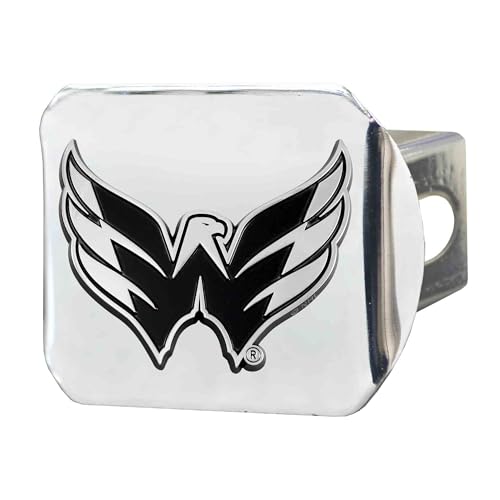 FANMATS 15641 Washington Capitals Chrome Metal Hitch Cover with Chrome Metal 3D Emblem