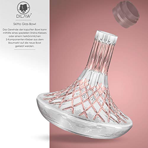 DILAW® SKITTO Shisha Bowl Glas Ersatzglas Medium Bowl ohne Gewinde Passend auf Shisha-Modelle mit Einer Außendurchmesser… – Bild 5