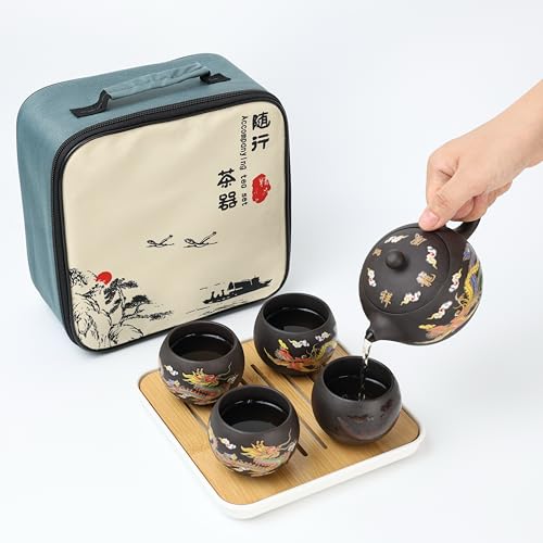 Hand-made Dragon and Phoenix Color-changing Purple Clay Teapot – Chinese