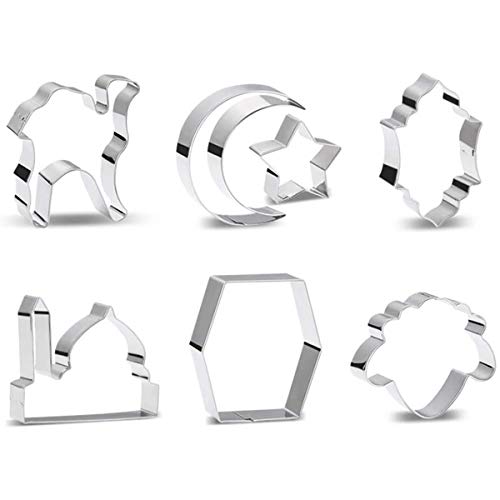 LIXIATIAN Islamic Ramadan Cookie Cutters Set, 7 Piece Stainless Steel Cookie Cutters, Eid Mubarak Biscuit Mold Fondant Cake DIY Baking Tools for Muslim Islam Eid Party Decor