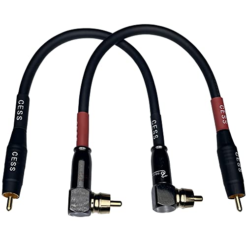Image of CNCESS CESS-167-6i RCA Right Angle to Straight Type Male to Male Preamp Jumpers Patch Cable, 2 Pack (6 Inches)