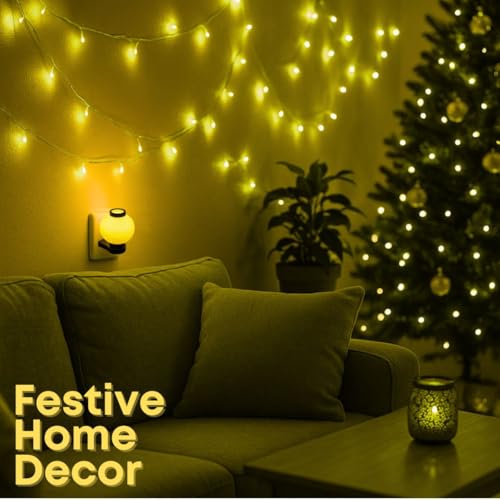 Image of Hi-Plasst Yellow LED Night Lamp with Plug - Compact 0 Watt Bulb Lamp for Wall, Bedroom, Study or Bedside Table Lighting - Set of 15