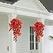 XunYee 4 Pcs Artificial Fake Hanging Plants Flowers for Spring Decoration Outdoor Wedding Vine Plant Hibiscus Flowers Long Trailing Vines Realistic UV Resistant Plants for Front Door Porch