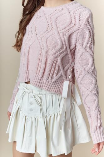 Hey Sweetie Women's Faux Leather Mini Skirt – Pin Tuck Detail Romantic Style with Bow Tie & Ruffle Hem4