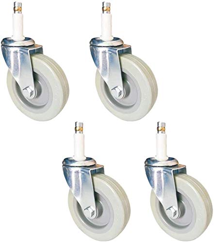 roulettes en Acier Inoxydable de 10 cm (4 Pouces) - roulettes universelles pour Chariots et Plan de Travail de Restaurant - Ensemble de 4 (Blanches)