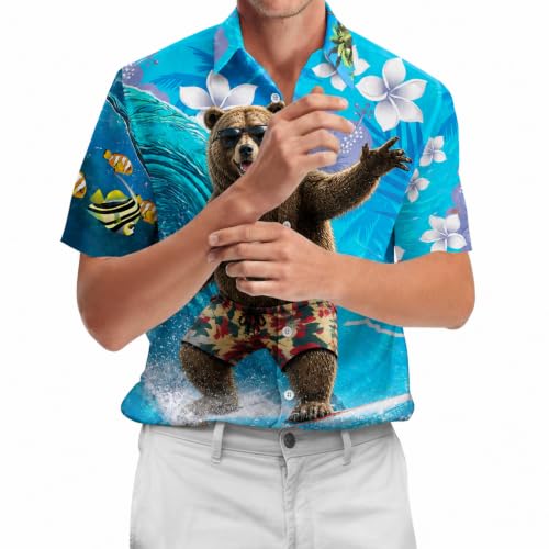 Image of 99TIMORO Tropical Printed Men's Hawaiian Shirts Short Sleeve Top