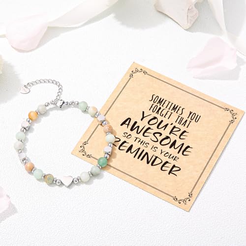 Image of Desimtion Healing Natural Stone Bracelets for Women Girls, Sometimes You Forget You're Awesome -Christmas Gifts for Women Teen Girls, Best Friend Birthday Gifts for Women Friendship Bracelets
